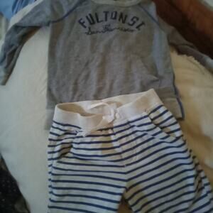 Gap Vtg grey Coastal Sweatshirt and Nautical comfy sweat shorts Sz 4T Boys